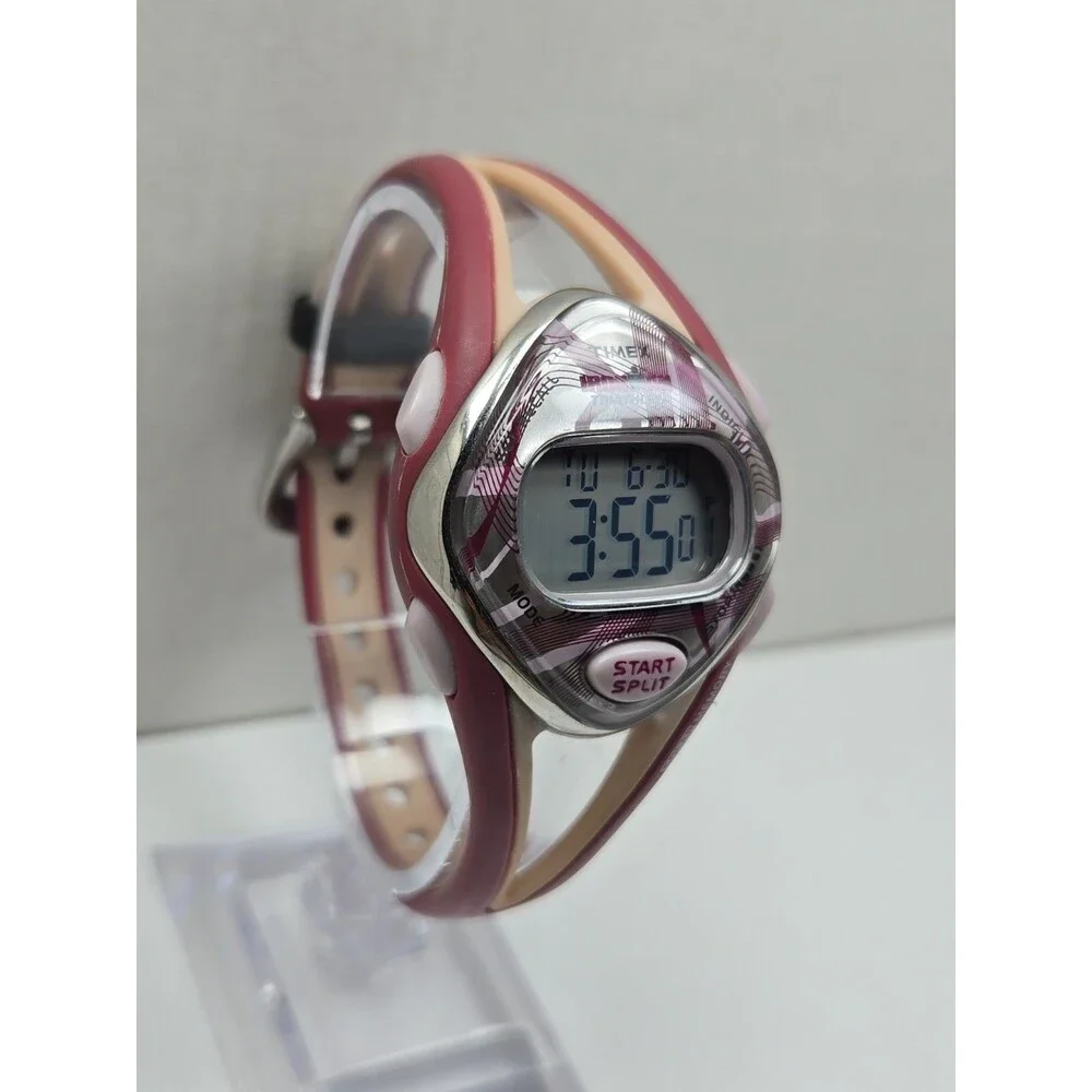 Timex Ironman Triathlon 50Lap Mauve Pink WR100 Digital Watch New Battery - Read